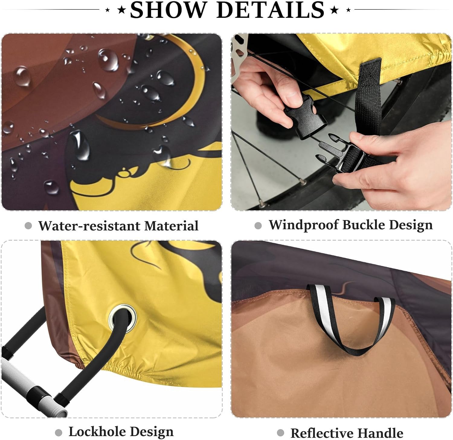 ALAZA African American Woman Sunglasses Bike Cover Waterproof Outdoor Ebike Bicycle Covers Tarp Protection for 1/2 Bikes, Sun UV Dust Wind Proof