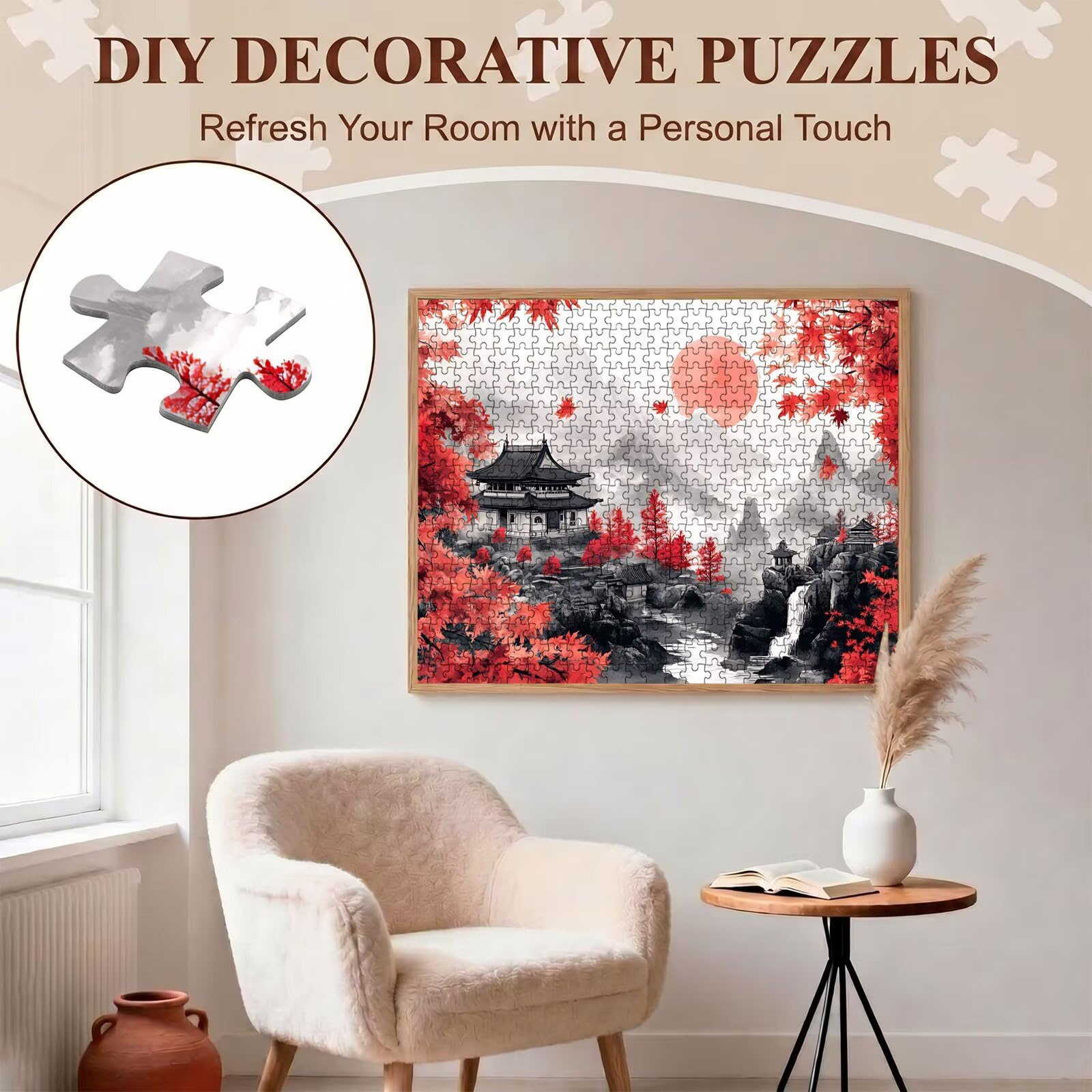 paesaggio Retro Puzzle 1000 Pezzi per Adulti, Puzzle in Legno - Collezione Classica con Poster Incluso -Sfida di Concentrazione e Passatempo Antistress, Gioco Educativo per Famiglia, 75 x 50 cm f0-505