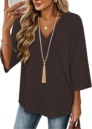 Women's 3/4-Sleeve V-Neck Tunic Top