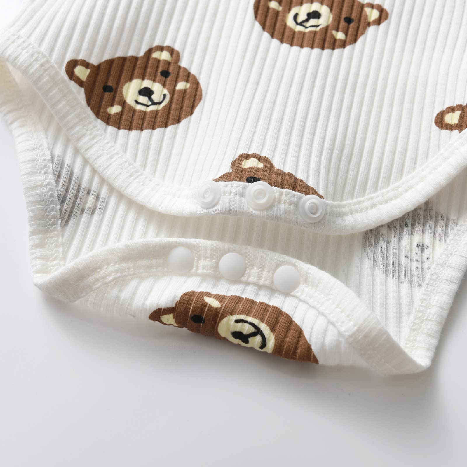 Neugeborenen-Babykleidung für Jungen mit Bärenmotiv, langärmeliger Strampler + Hose + Mütze, 3-teiliges Kleidungsset