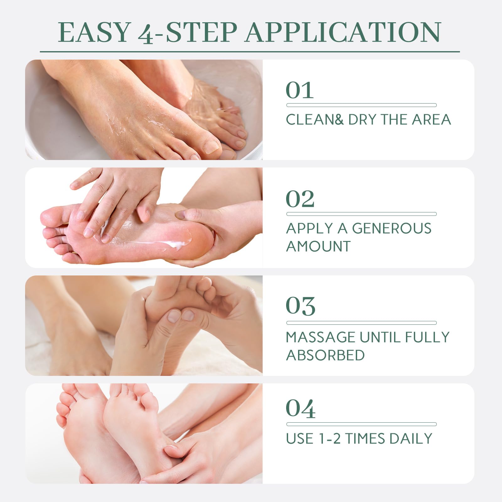 Urea Cream 42% - 2% Salicylic Acid Foot & Hand Moisturizer, 150g with Tea Tree Oil, Aloe Vera & Coconut Oil, Non-Greasy Daily Care for Men & Women (green) — view 5