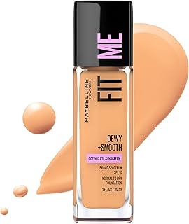 Maybelline Fit Me Dewy + Smooth Liquid Foundation Makeup, Soft Tan, 1 Count (Packaging May Vary)