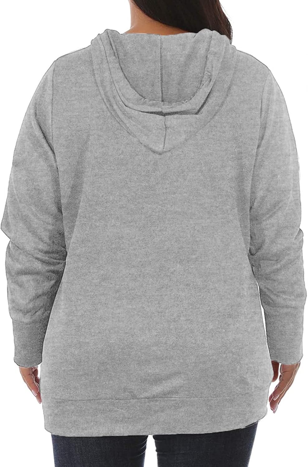 VISLILY Womens Plus-Size Hoodies V Neck Pullover Sweatshirts with Pocket - Image 2