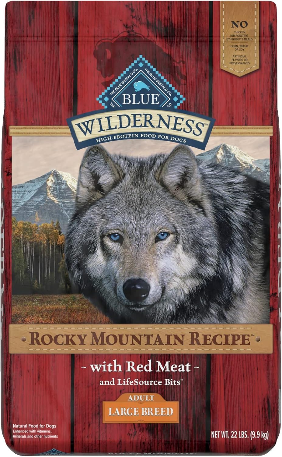 Blue Buffalo Wilderness Rocky Mountain Recipe High Protein, Natural Adult Large Breed Dry Dog Food, Red Meat 22-lb