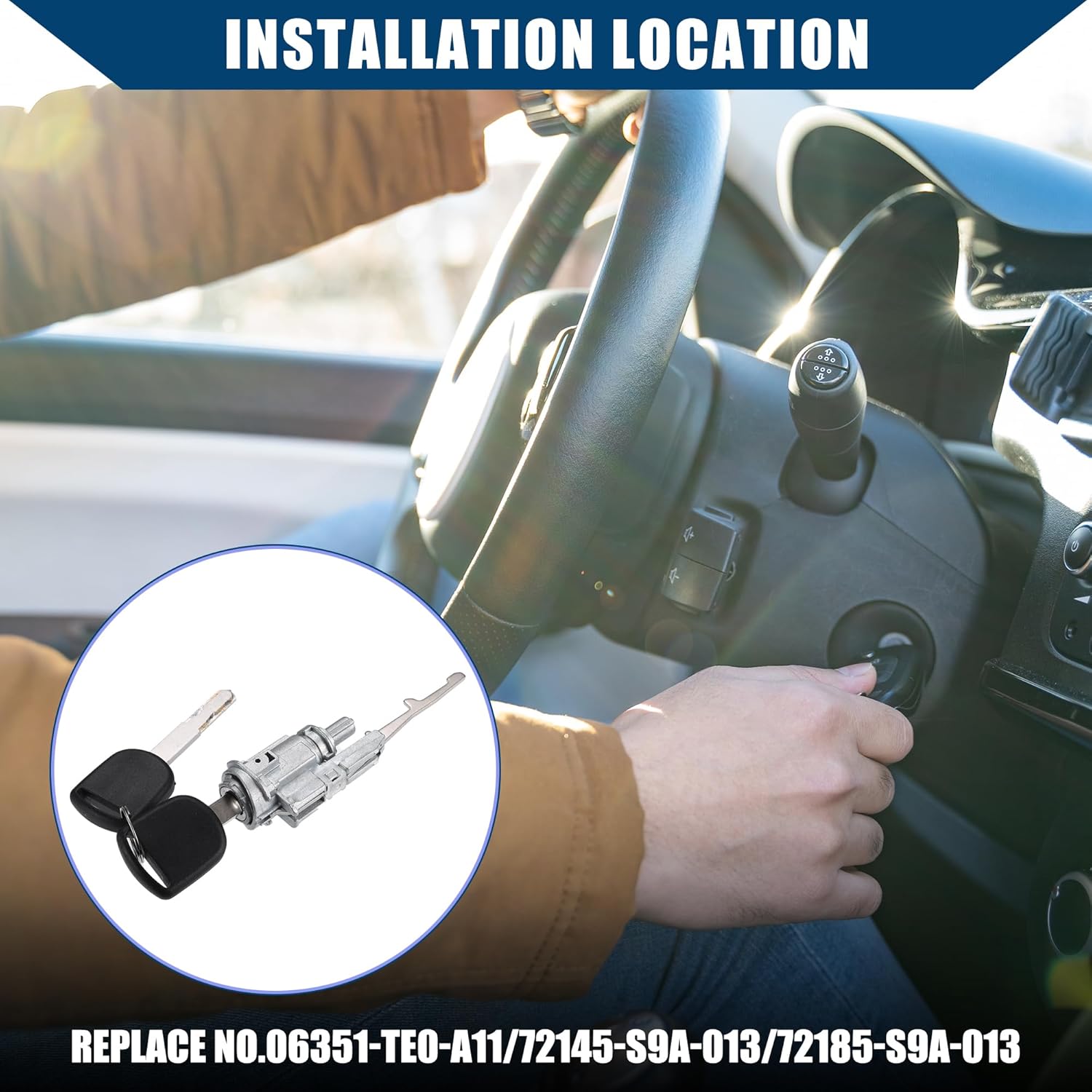 06351-TE0-A11 Ignition Switch Cylinder Lock Front Door Lock Cylinder with Keys for Honda CR-V 2002-2006 for Honda Element 2003-2011 / Door Lock Cylinder / 1 Set Silver Tone