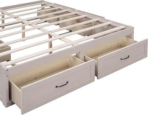 Miniatura 21 de Harper & Bright Designs Marco de cama de almacenamiento completo con 6 cajones, cama de plataforma de madera tamaño matrimonial, marco de cama de