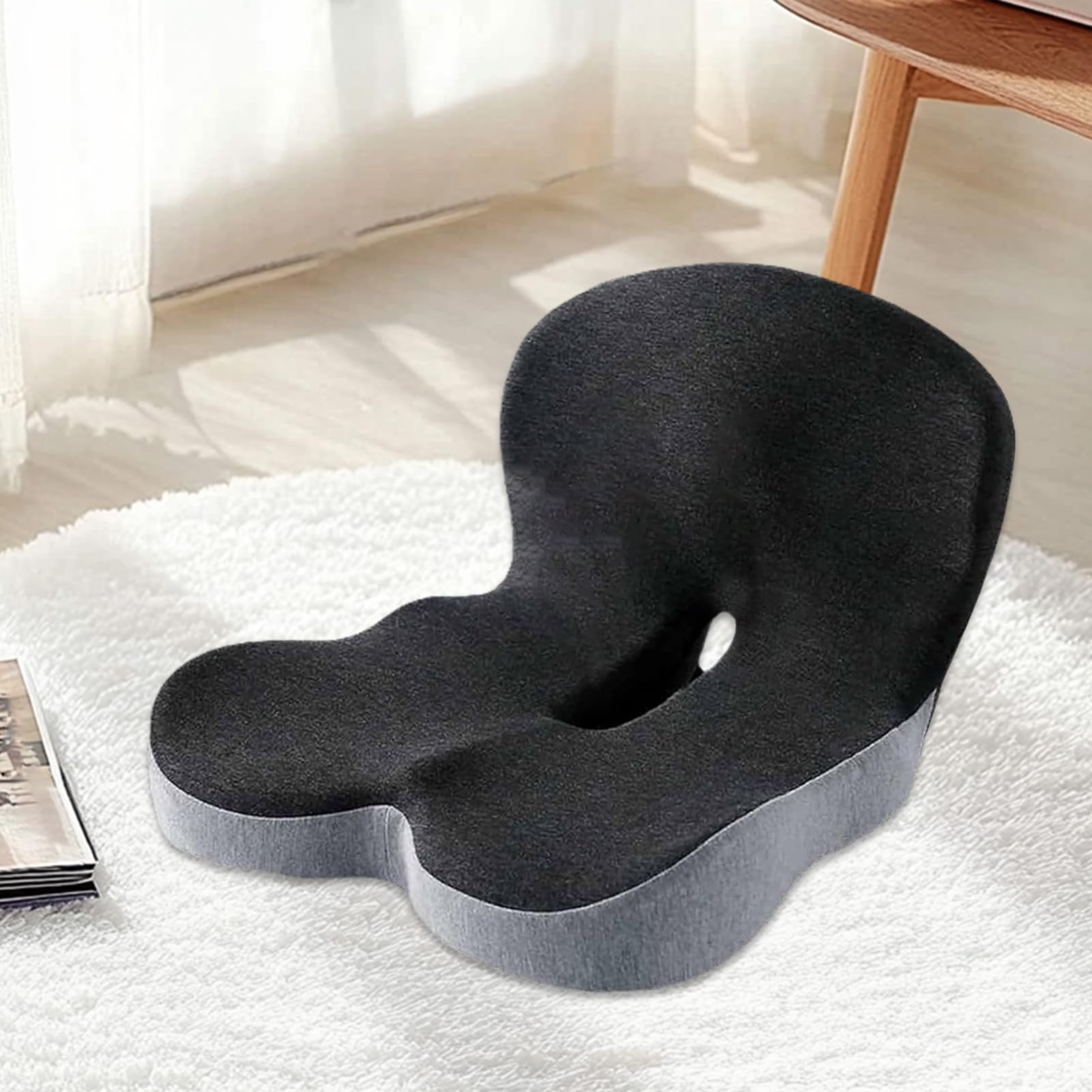 Poduszka Siedzisko Podkładka L Kształtna Integralna z Pianką Memory | Wsparcie Lędźwiowe z Ochroną Kości Ognowej Dla Dorosłych Seniorów Mężczyzn Kobiet Podróży Ciężarówki