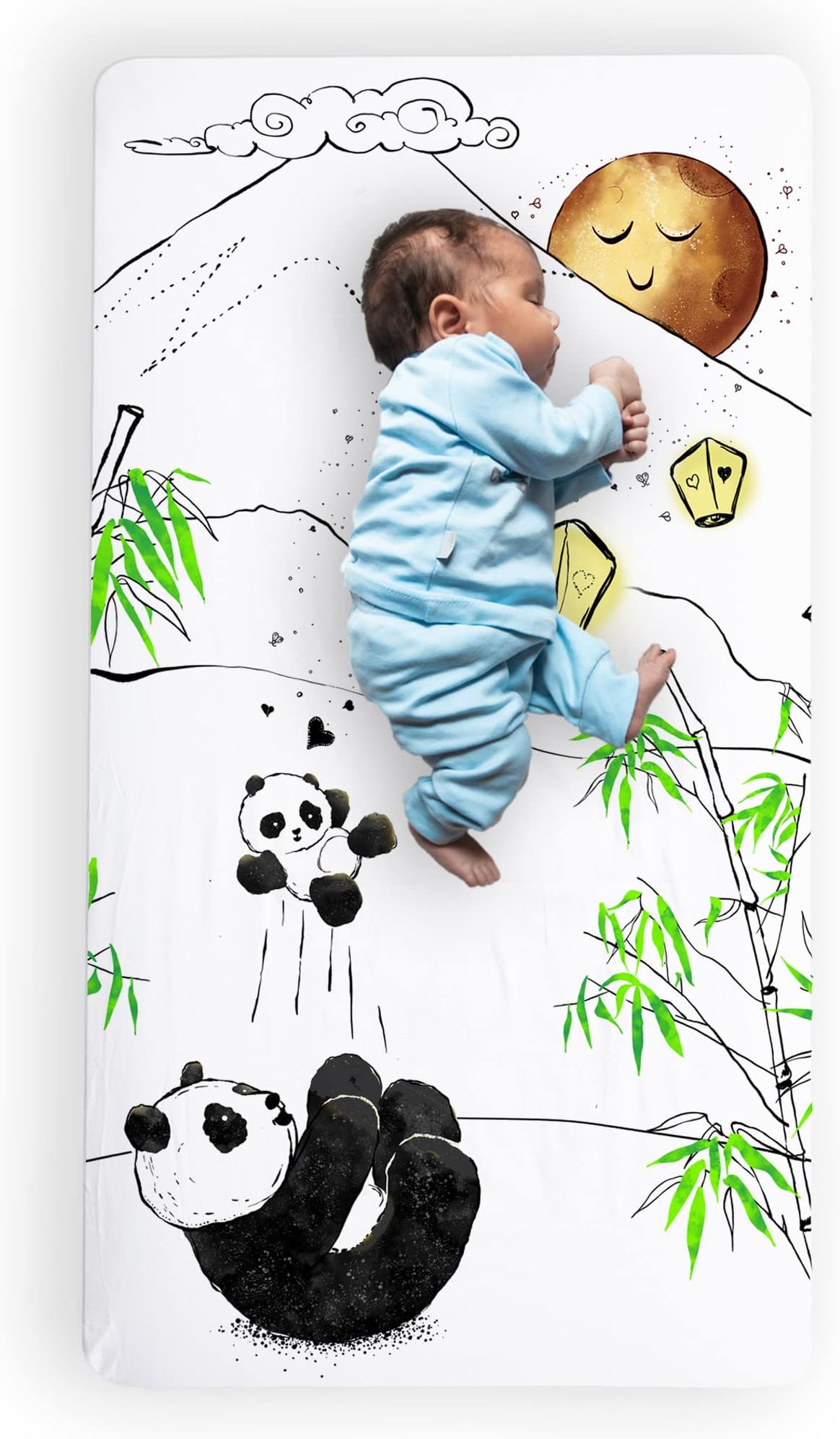JumpOff Jo - Fitted Crib Sheet, Super Soft 100% Cotton Sheet for Standard Crib Mattresses and Toddler Beds, 28 in. x 52 in, Storytelling Designs - Playful Pandas