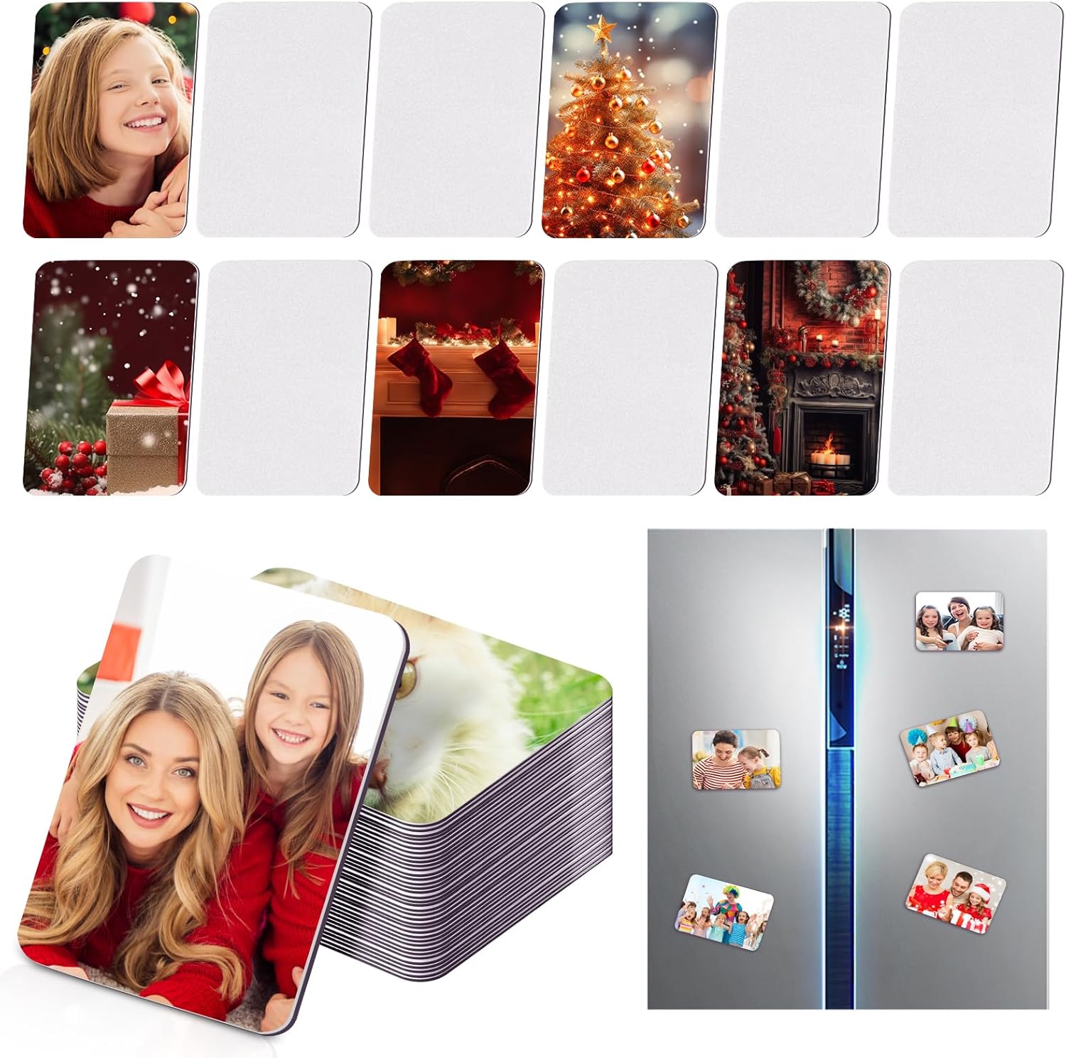 60 Pcs Sublimation Magnets Blank 3.5 x 2.3 Inch Personalized Fridge Refrigerator Magnets Blanks DIY Sublimation Refrigerator Magnet Bulk Soft Magnetic for Kitchen Decorative Fridge Magnets