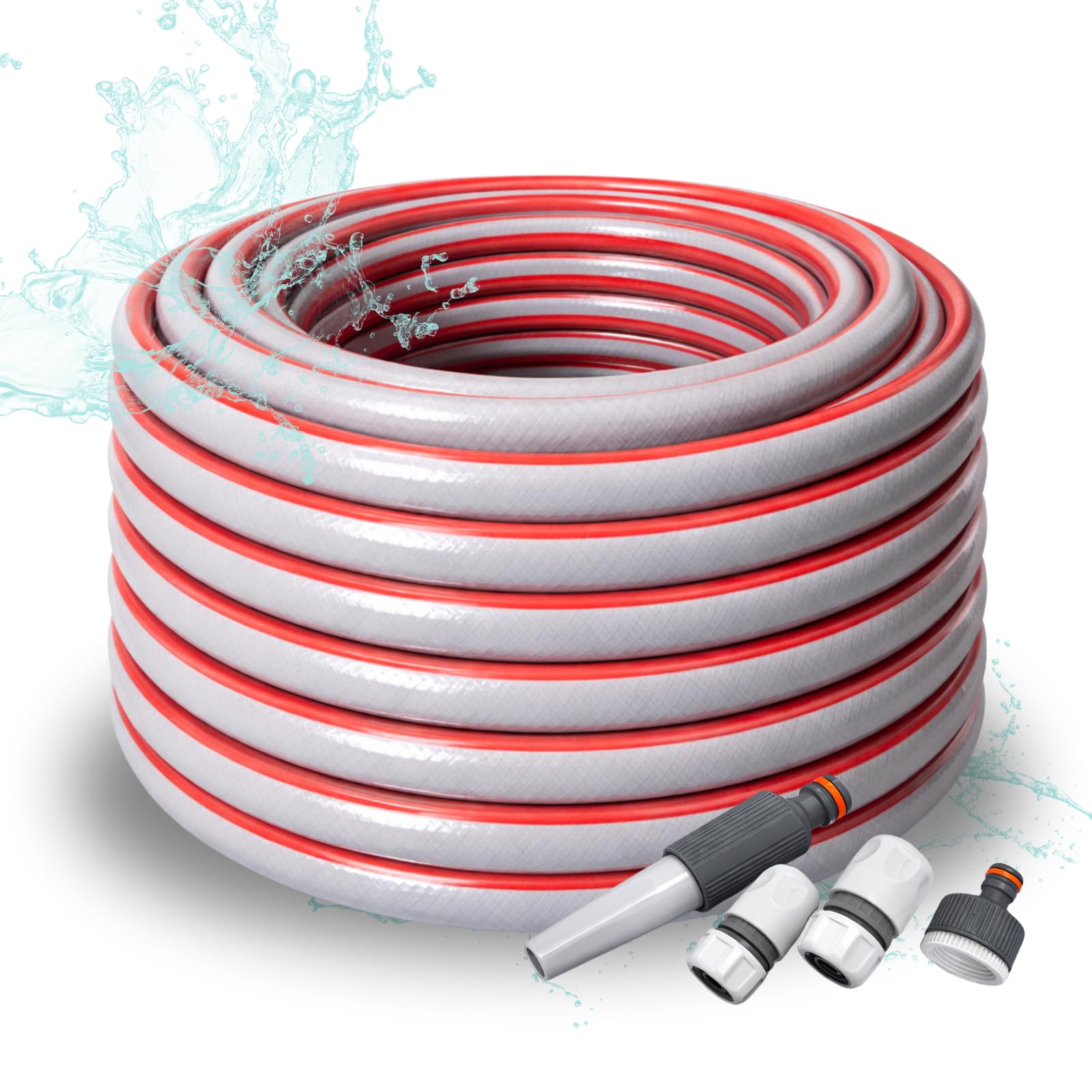 Professional Plus 6-lagiger Gartenschlauch 1/2" 50m mit Anschlusssatz – Trinkwasserschlauch Lebensmittelschlauch – Torsion-Free System (TFS) – Flexibel, UV-beständig, 30 Bar