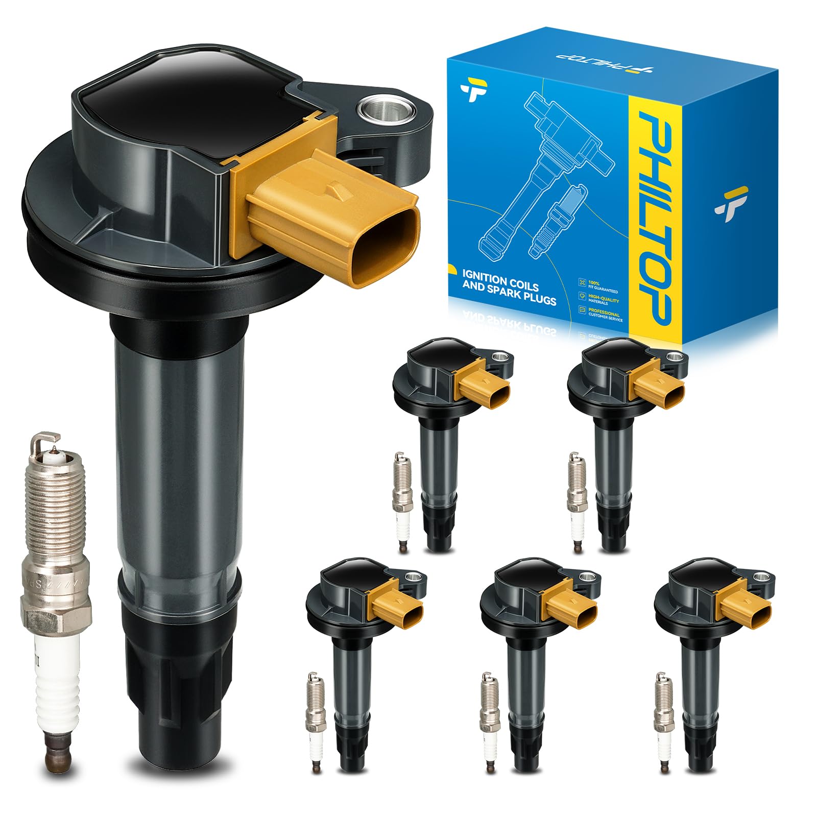 PHILTOP 6 Ignition Coils &amp; 6 Spark Plugs Set Fit for F-150 Expedition Flex | Ford F-150, Expedition, Explorer, Transit-250/350, Lincoln Navigator, Taurus, Flex, Police Interceptor Utility, MKT, UF646