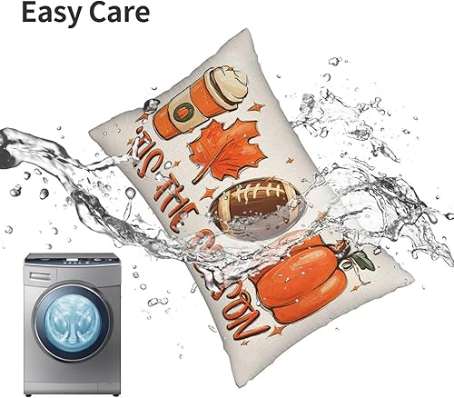 Miniatura 26 de Juego de 2 fundas de almohada de otoño de 18 x 18 pulgadas, diseño de hoja de arce, de calabaza, para exteriores, otoño, Acción de Gracias