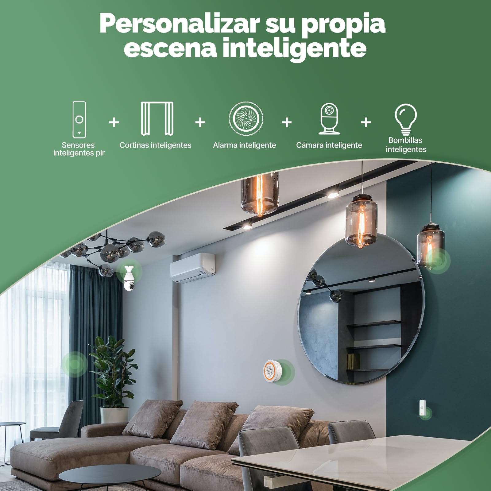 Sensor de Movimiento Inteligente WiFi, Seguridad para el hogar, Sensor de Movimiento inalámbrico con aplicación de monitoreo Remoto, Control de Voz Compatible con Alexa 1 pcs