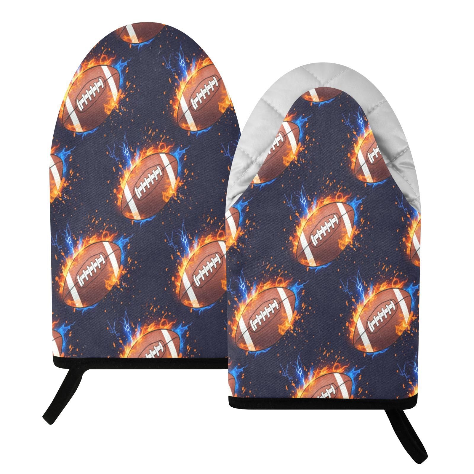 BURSTDDY Water and Fire Rugby Oven Mitt,Heat Resistant Kitchen Mitts for Cooking