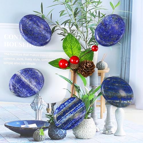 Miniatura 5 de Piedras de lapislázuli para niños, piedra ovalada de palmera, piedra de pulgar, cristales y piedras curativas de cuarzo a granel para Wicca, Reiki,