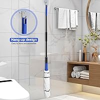 Vista 7 de Trapeador giratorio para limpieza de suelos, trapeador de microfibra con escurridor de mango largo, mopas húmedas de cuerda para vinilo de madera