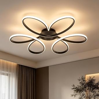 23.6 Inches Black Dimmable Modern LED Flush Mount Ceiling Light Fixture