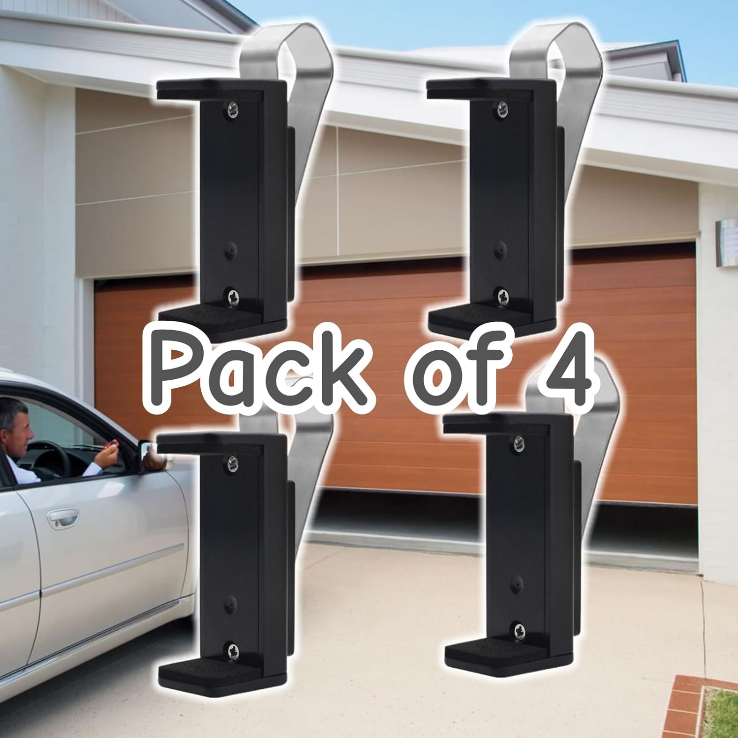 4 PCS Garage Door Opener Clip Black Remote Visor Clip Gate Clicker Holder with Universal Compatibility