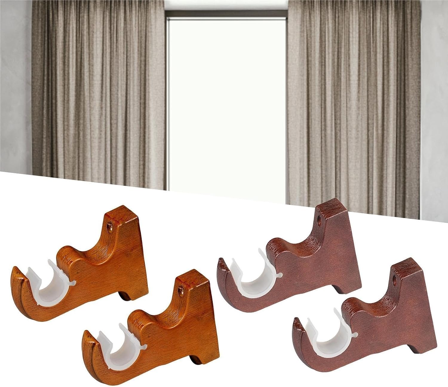 Curtain Rod Bracket 2pcs Curtain Rod Holders Resin Fixings 1inch Poles for Wall(Color A)