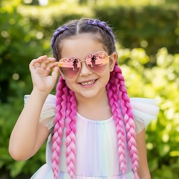 2 Packs Pink Hair Extensions for Braiding, Gradient Colour Pony Tail Extensions with Elastic Tie, Pre Stretched Braiding Hairs for Women Girls, Children in Need Hair Accessories