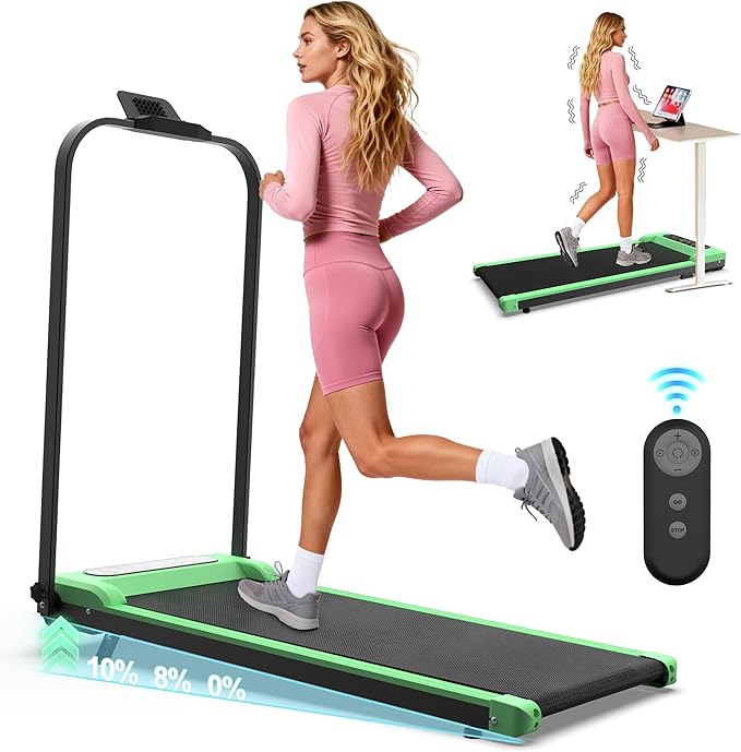 Caminadora Plegable MoBtovs W2531 con Barra y Control Remoto, Verde miniatura 8