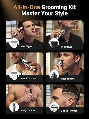 Miniatura 2 de SHPAVVER Cortadora de barba para hombres: cortapelos profesionales de barbero - Kit de aseo inalámbrico 12 en 1 - Afeitadora eléctrica impermeable