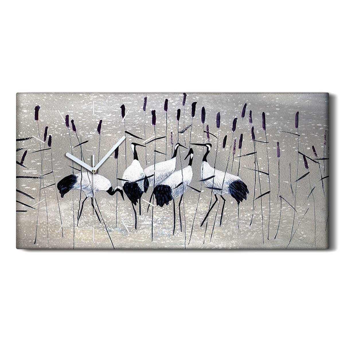 Horloge sur Toile Oiseaux Décoration Moderne Salon et Chambre Zen