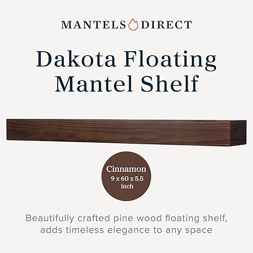 Miniatura 10 de MANTELSDIRECT Dakota - Estante flotante de madera de pino para chimenea, color grano de café, 60 pulgadas, hermoso estante rústico de madera,