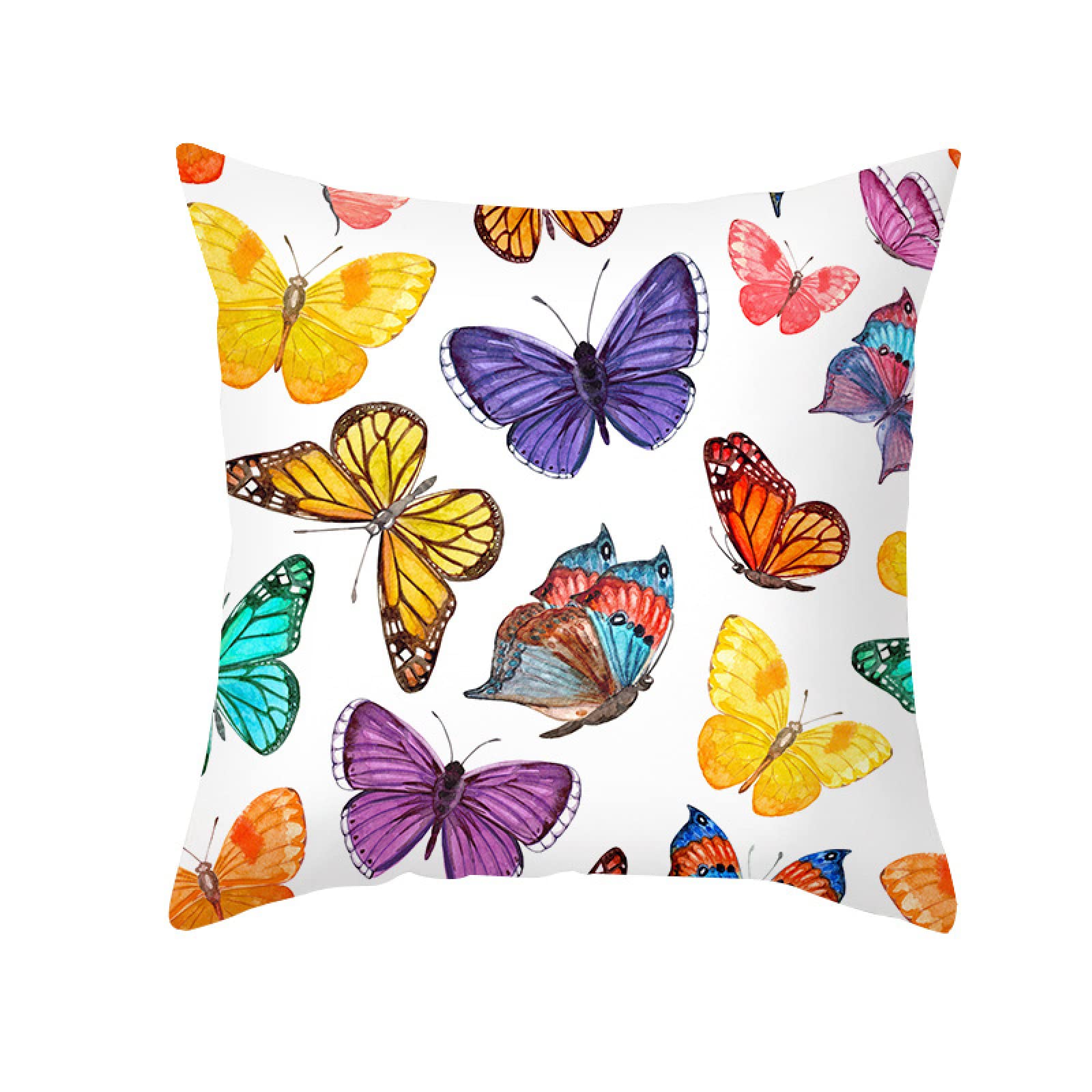 Cushion Covers Colorful Butterfly Pillow Cases Soft Linen Cushions with Covers Included Washable Sofa Cushions with Invisible Zip Pillowcase Breathable Pillow Cover 50x50 Cushion Cover 1 Pack