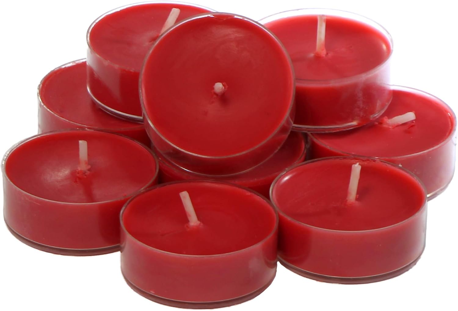 CandleNScent Red Scented Holiday Candles Tea Lights Variation- Apple Cinnamon Celebration Fragrance - Pack of 12