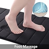 Vista 2 de Buganda Juego de 2 tapetes de baño de espuma viscoelástica y tapete para inodoro en forma de U, lavable a máquina, suave, antideslizante, Negro