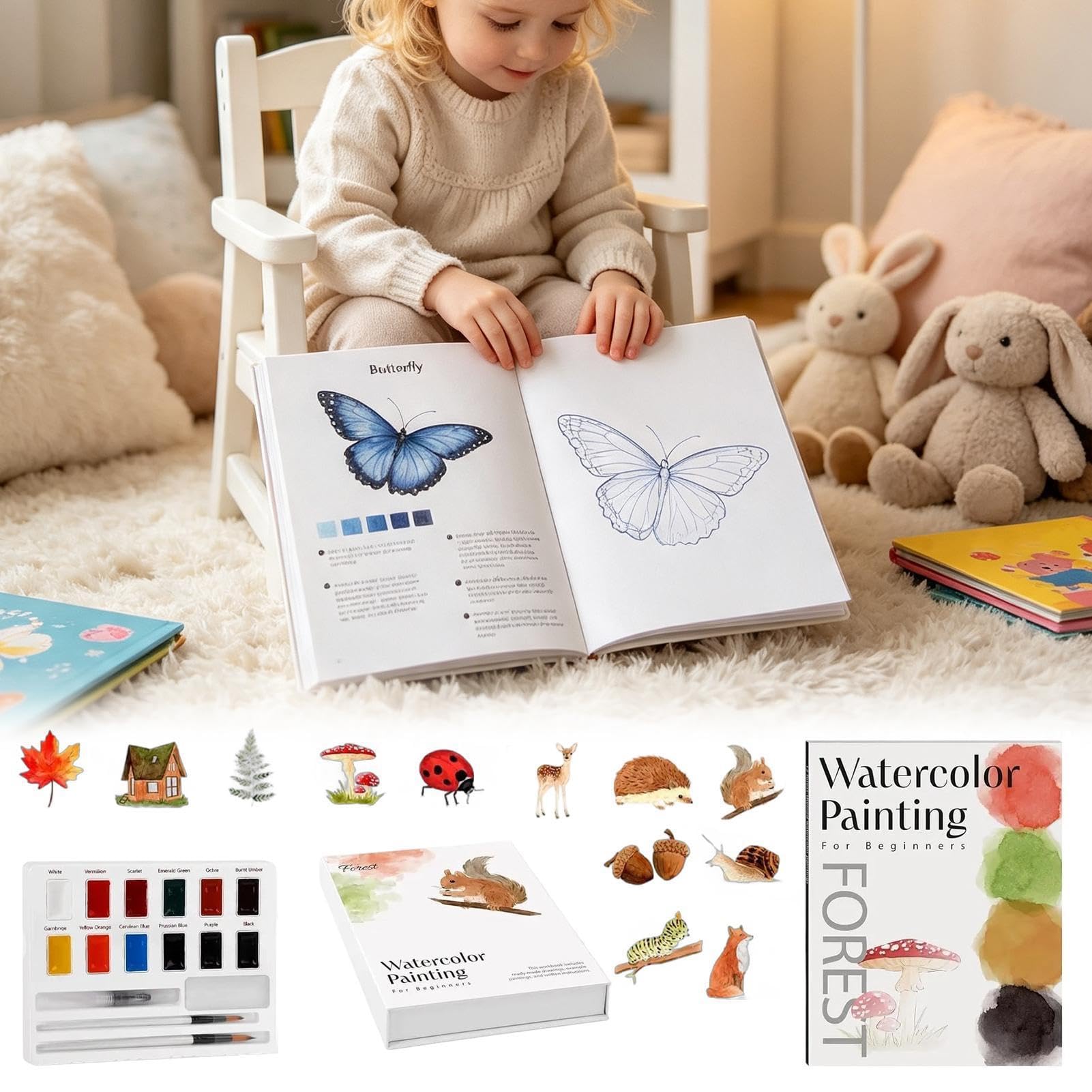 Livre de coloriage aquarelle pour projets de peinture adaptés aux débutants