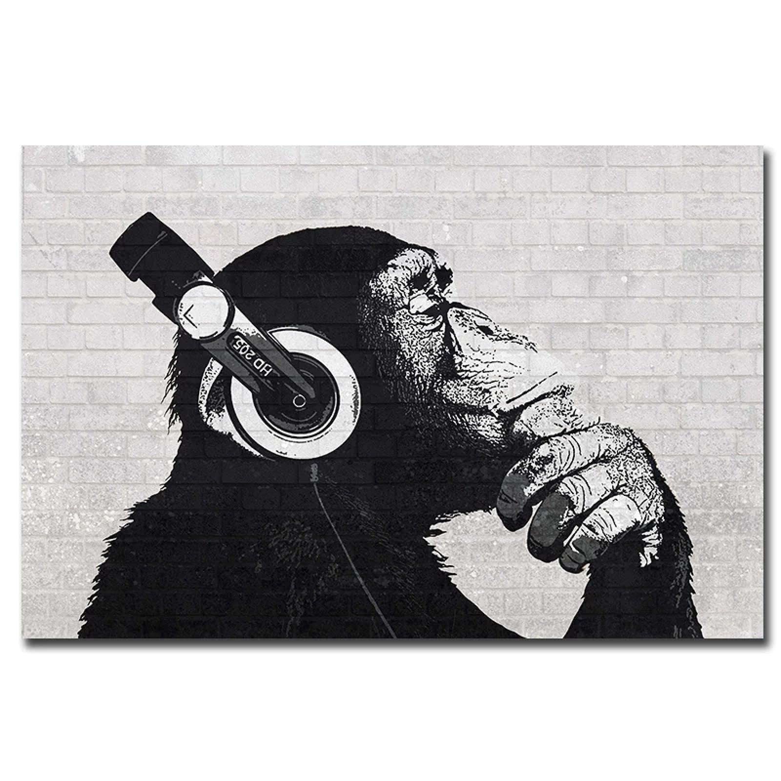 Toile singe DJ abstrait grand format 60x90 tableau mural salon KEBIA - 8