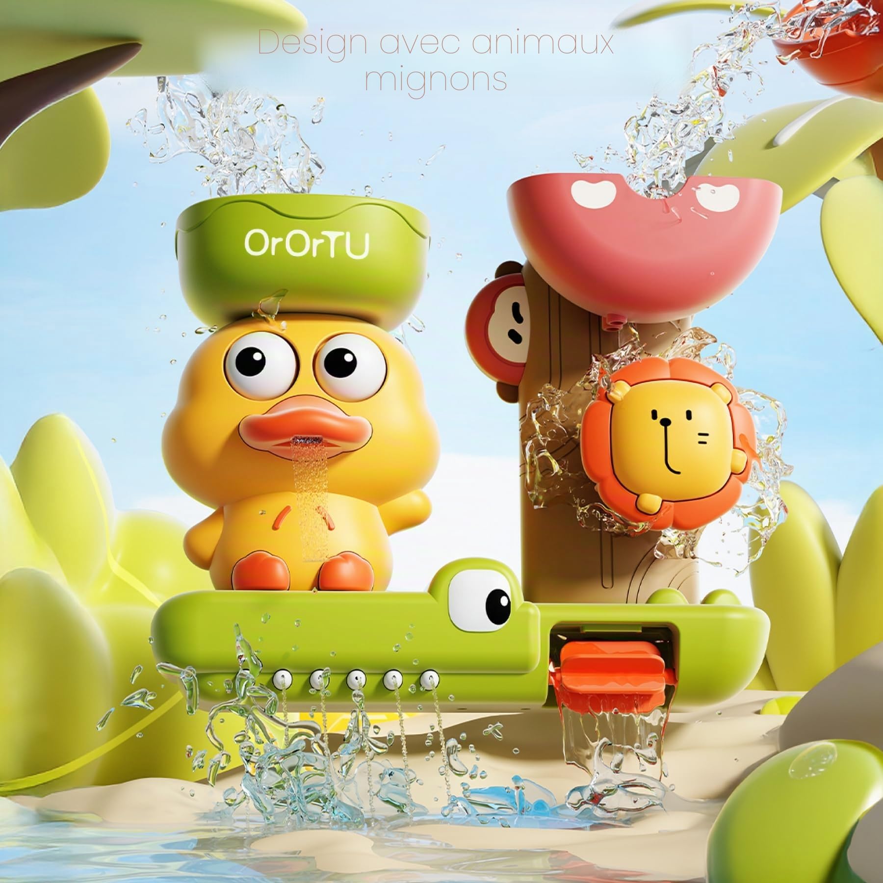 OR OR TU Jouets de Bain pour Bébé, Jouet de Bain Rotatif avec ventouses, Jouet de Bain à remonter, Jouet de Bain pour bébé, Jouet de Douche, Jouet de Natation