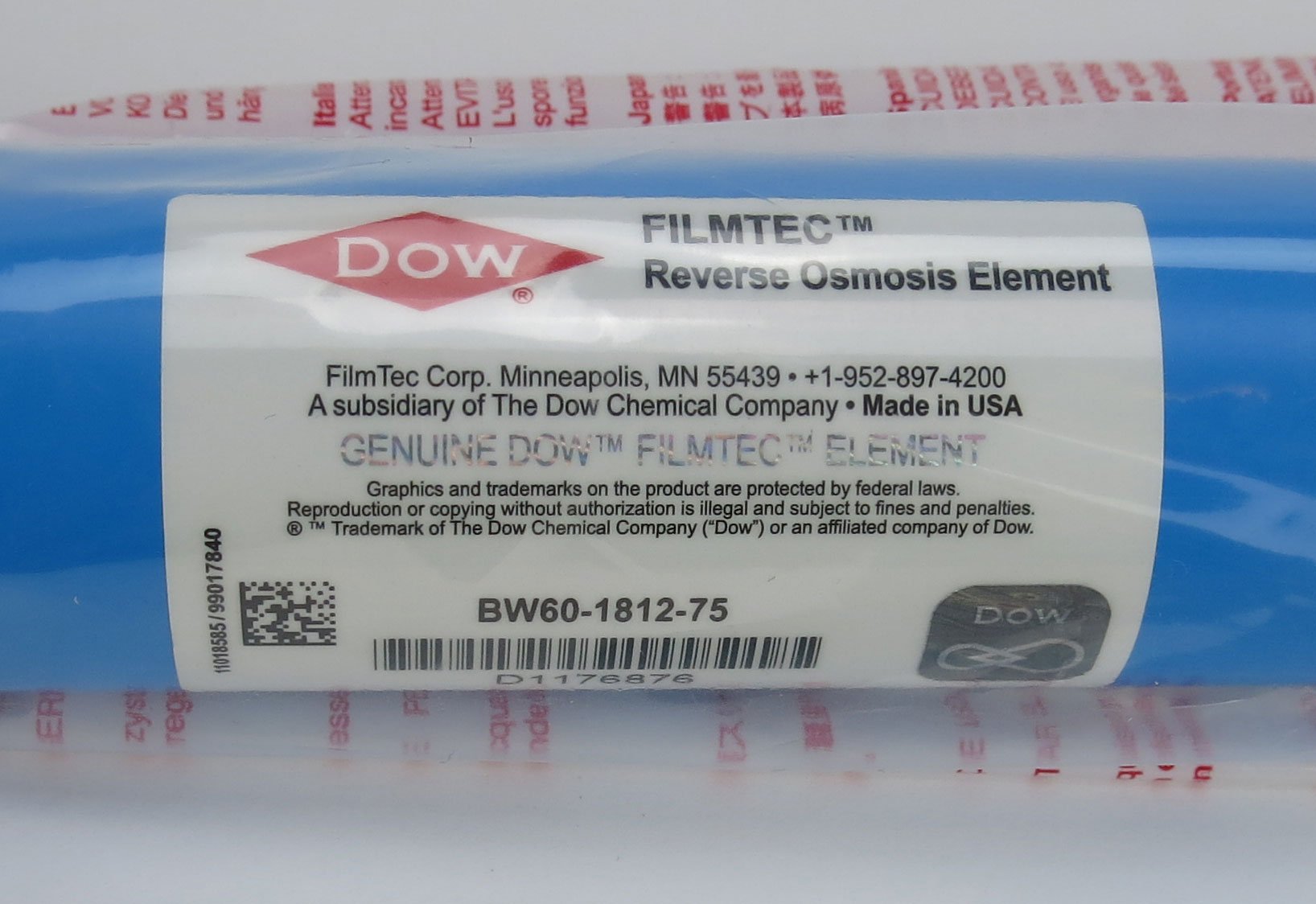 Membrana Osmosi Inversa Filmtec tw30-1812 280 litri/giorno 75 GPD