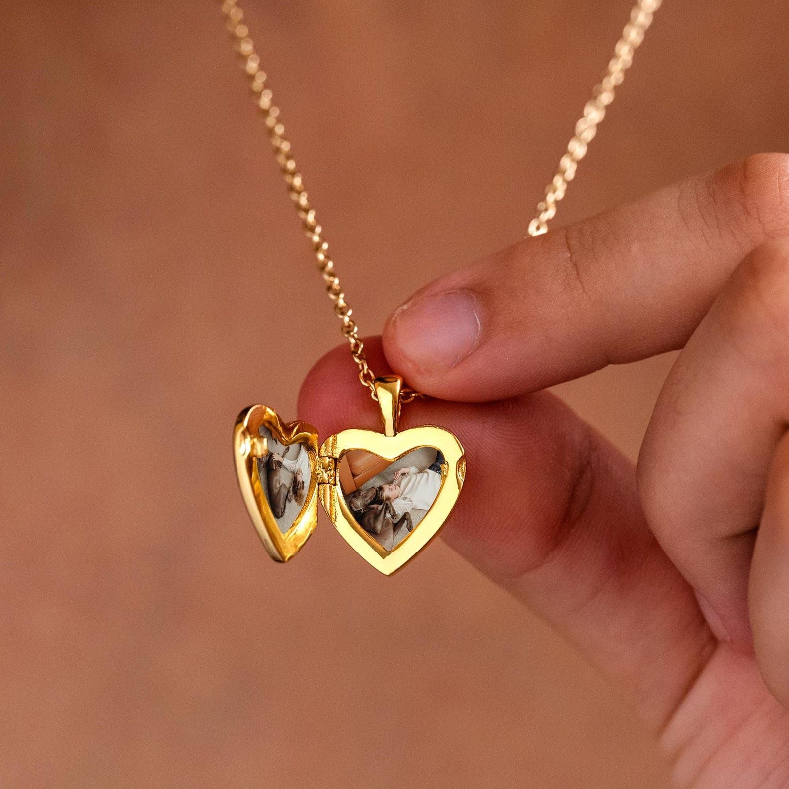 Oro cuore portafoto collana, personalizzato cuore portafoto collana con foto, commemorativo per lei, Festa della Mamma San Valentino per lei