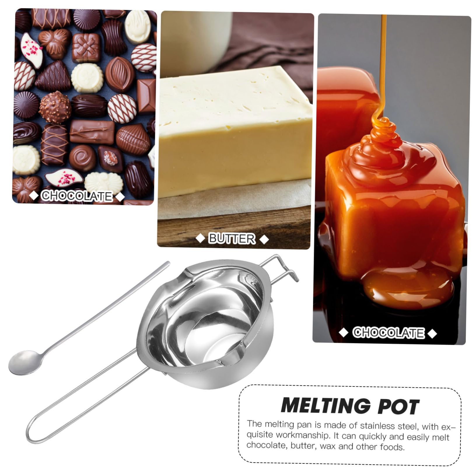 HOLIDYOYO Melting Pot for Diy Stainless Steel Candle Wax Pot Chocolate Tempering Machine with Guide Groove to Avoid Spills