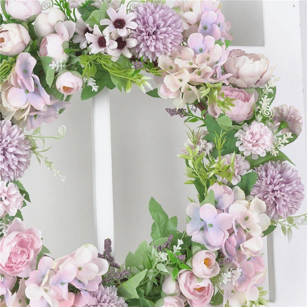 Colcolo 40cm Blumenkranz, Seidenblumen Kunstblumen Türkranz Wandkranz Dekoration für Zuhause, Hochzeit, Party - Hell Lila