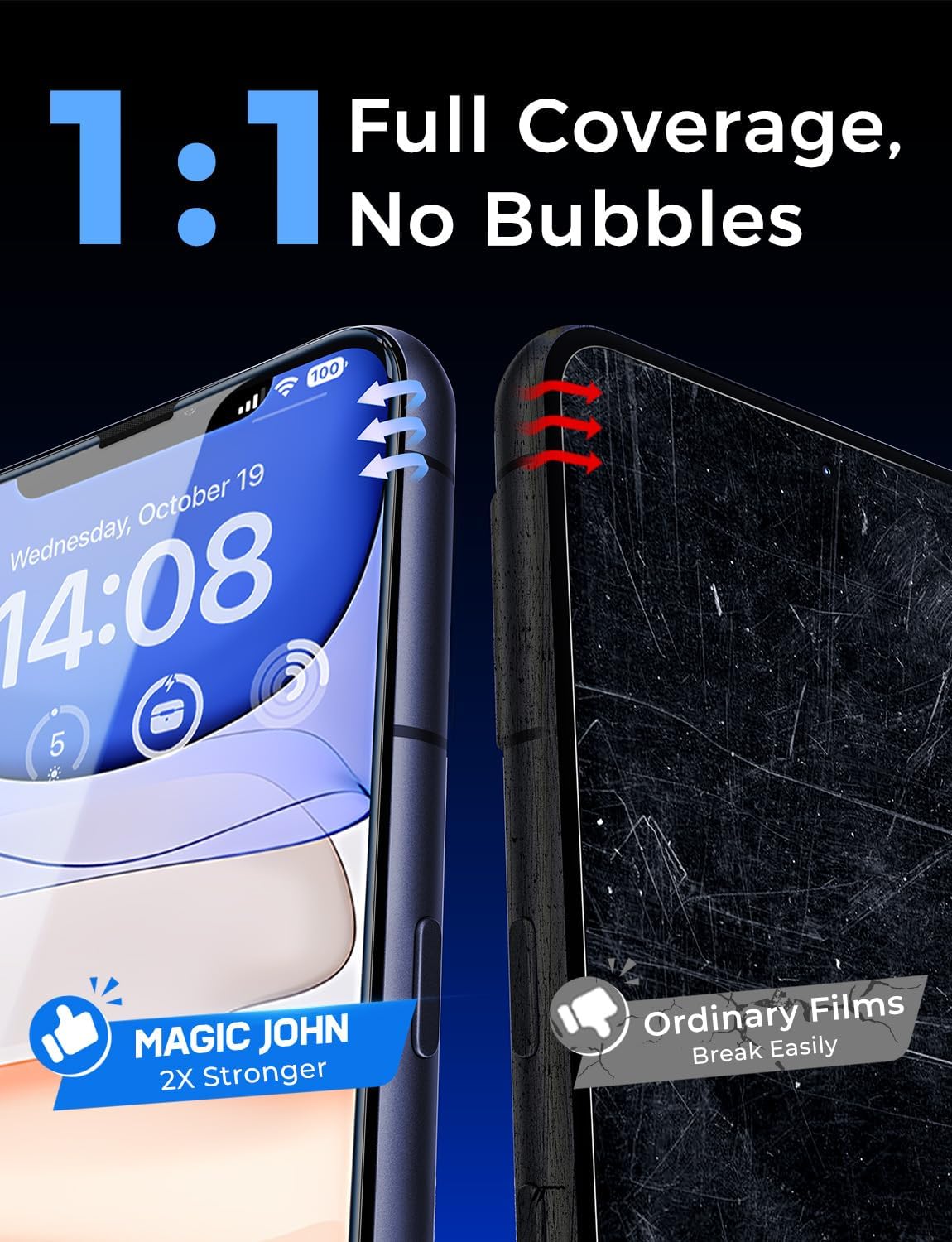 MAGIC JOHN 2 Pack for iPhone 11/iPhone XR 6.1 inch Tempered Glass Screen Protector, Auto Dust-Elimination Installation, Bubble Free, HD Clear, Easy Installation