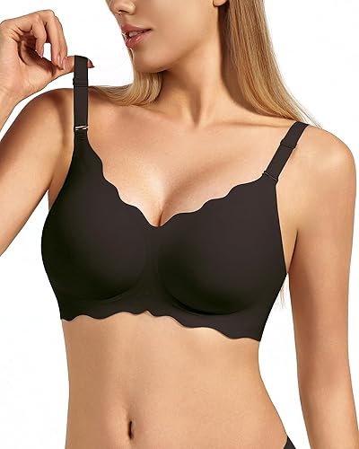 VQJ Women's No Underwire Jelly Comfort Wireless Full Coverage Bra,
