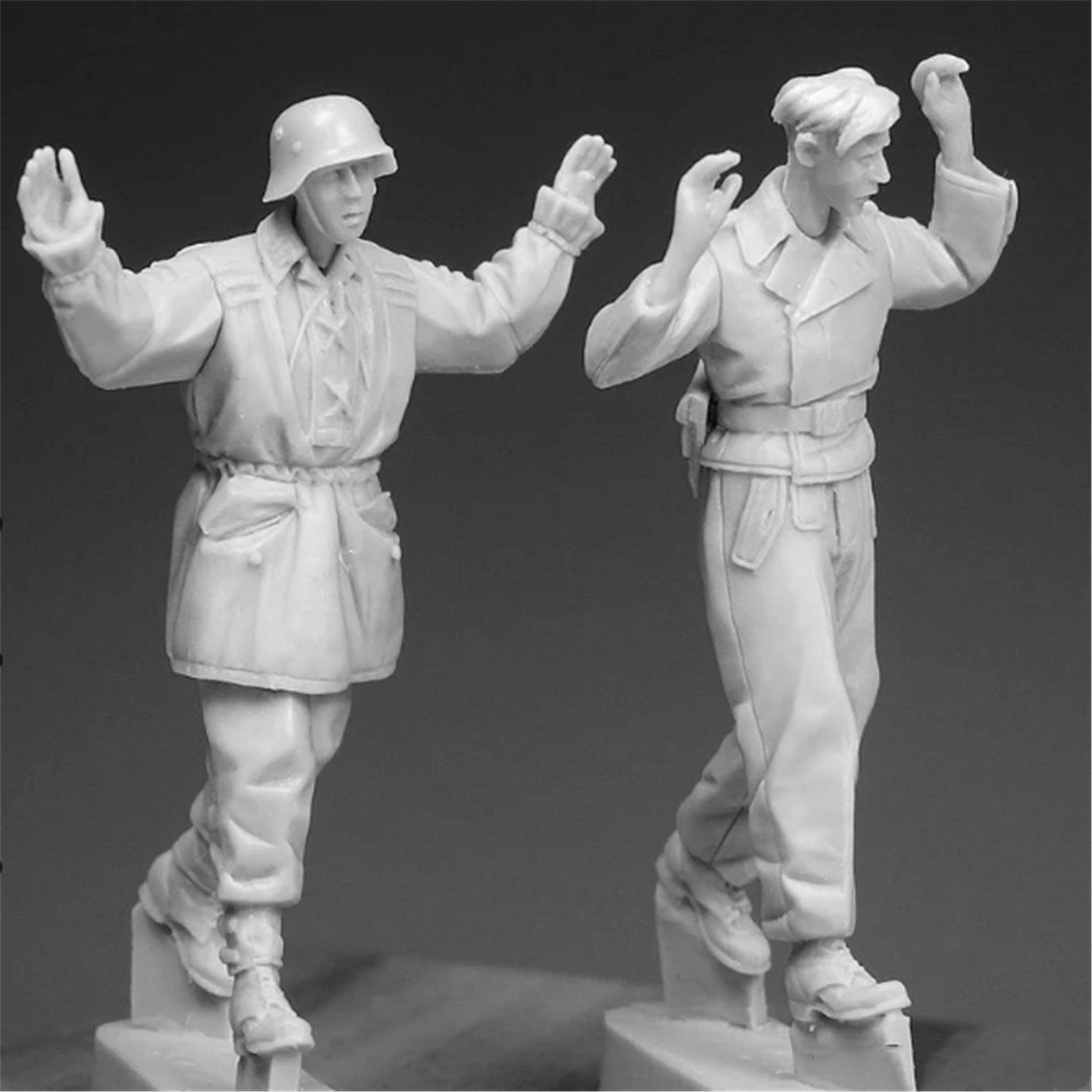 Maquette Résine 1:35 – 2 Soldats Allemands WW2 Non Peints Et Non Assemblés – Kit Modèle Pour Collectionneur Dès 14 Ans