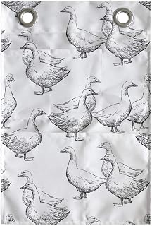 Goose Hanging Pocket Organizer, Monotone Style Sketchy Hand Drawn Inspired Bird Outlines on a Plain Backdrop, Printed Polyester Storage Bag with Pockets, 14" x 20", Charcoal Grey White