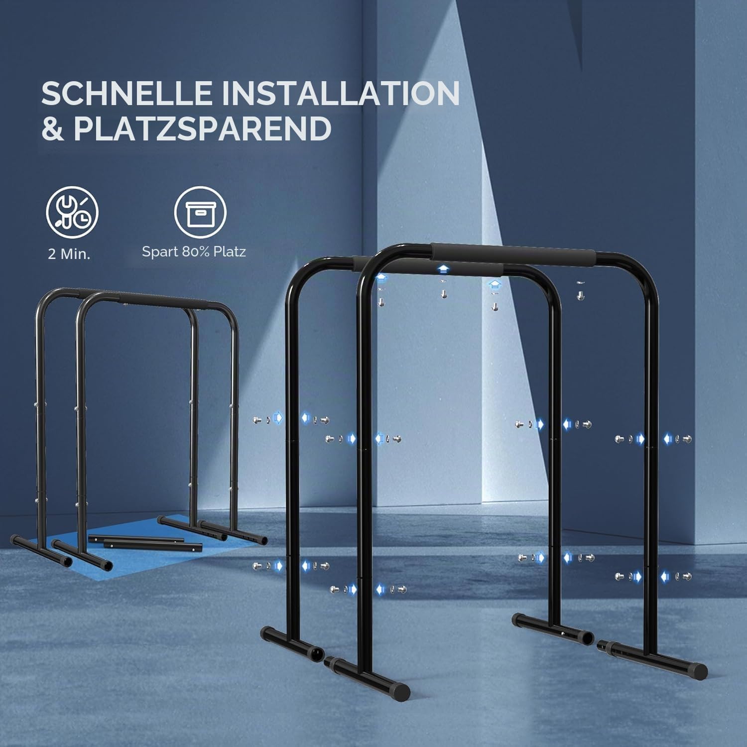 leikefitness Pull Up Dip Station Strength Training Dip Stand Station Triceps Dips Pushups for Home Gym