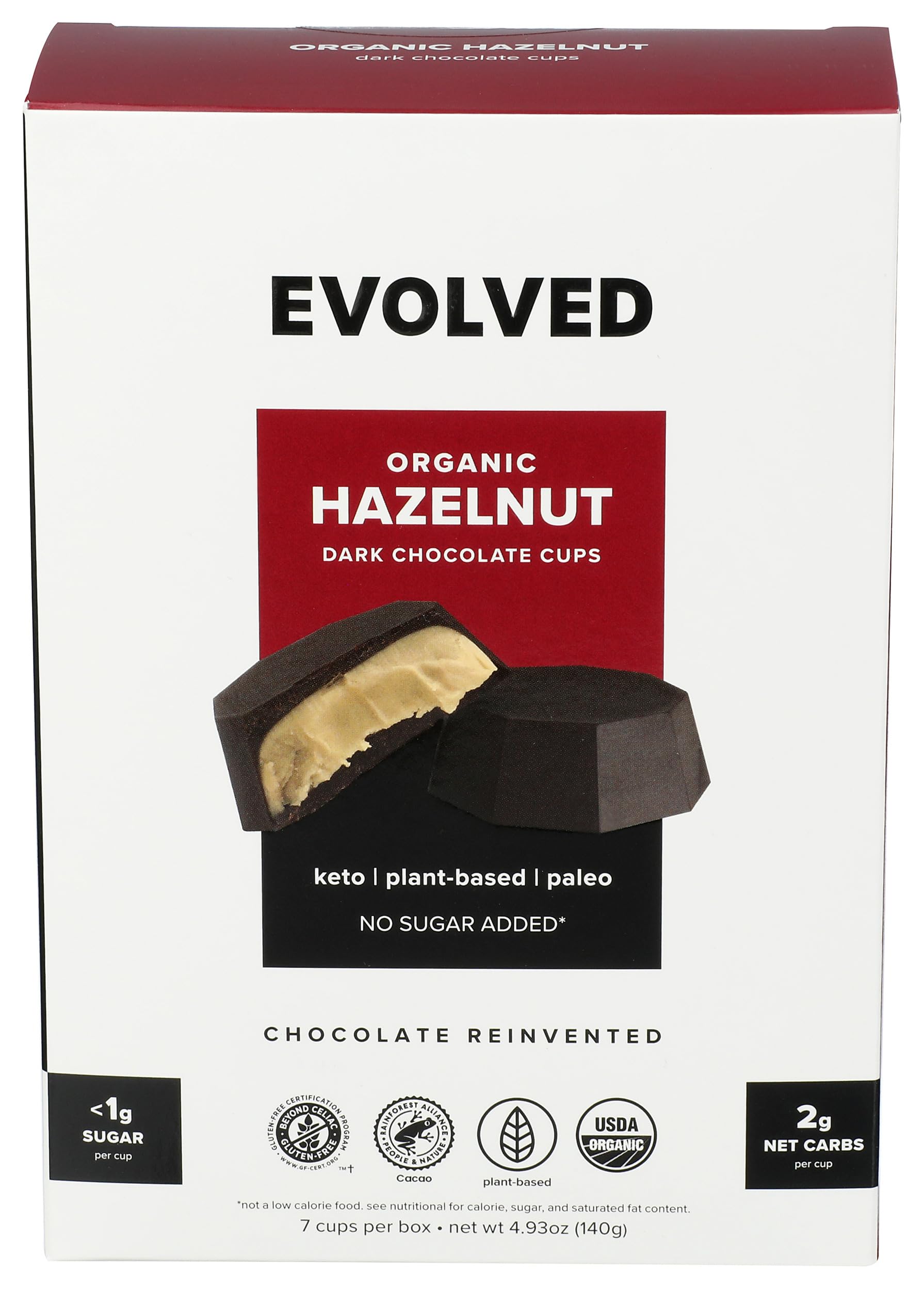 Evolved Organic Hazelnut Dark Chocolate Cups, .71 oz each (Pack of 7)