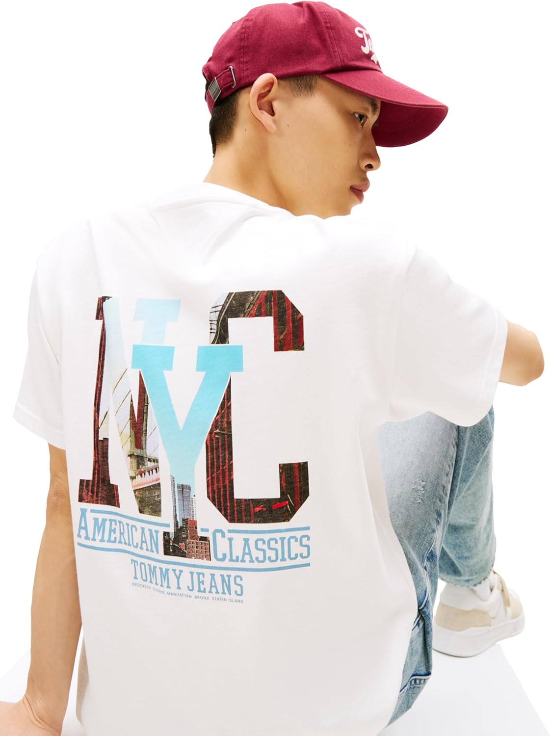 Tommy Jeans Mens Short Sleeve Cotton Graphic T-Shirts with Vintage Design - Image 2