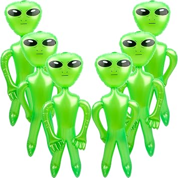 6 Pack Jumbo Inflatable Alien Inflatable Figures Inflate Alien Toys for Birthday Party Favors Alien Theme Halloween Party Decorations Green