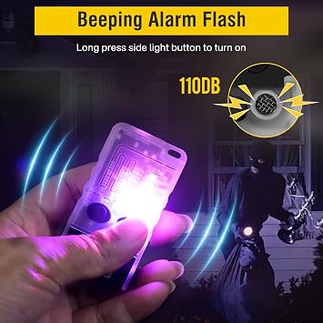 BORUIT V20 Small Powerful Flashlight Super Bright with Red Blue Warm Light, 180 Head Swivels 110dB Buzzer - Mini Keychain Pocket Rechargeable LED Flashlights USB EDC Clip Flash Light