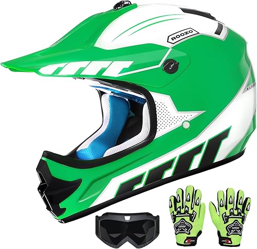 Miniatura 11 de Casco de motocross para jóvenes, certificado por DOT, casco de motocicleta de cara completa para todoterreno, cuatrimoto, paseos en la calle