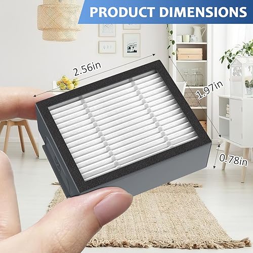 Miniatura 2 de Paquete de 6 filtros de alta eficiencia 4639161 para piezas de repuesto iRobot, Roomba e, i & j Series y Roomba Combo i1+ i3 i3+ i4 i5 y j5 Series