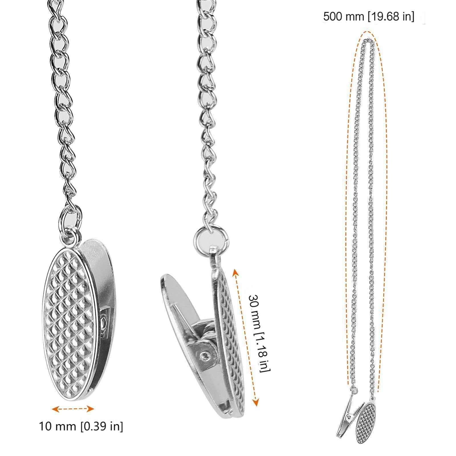 UNGFEI 10 PCS 50cm Silver Napkin Chain with Clips, Alloy Serviette Neck Holder Clip for Home Restaurant Hotel - Image 2